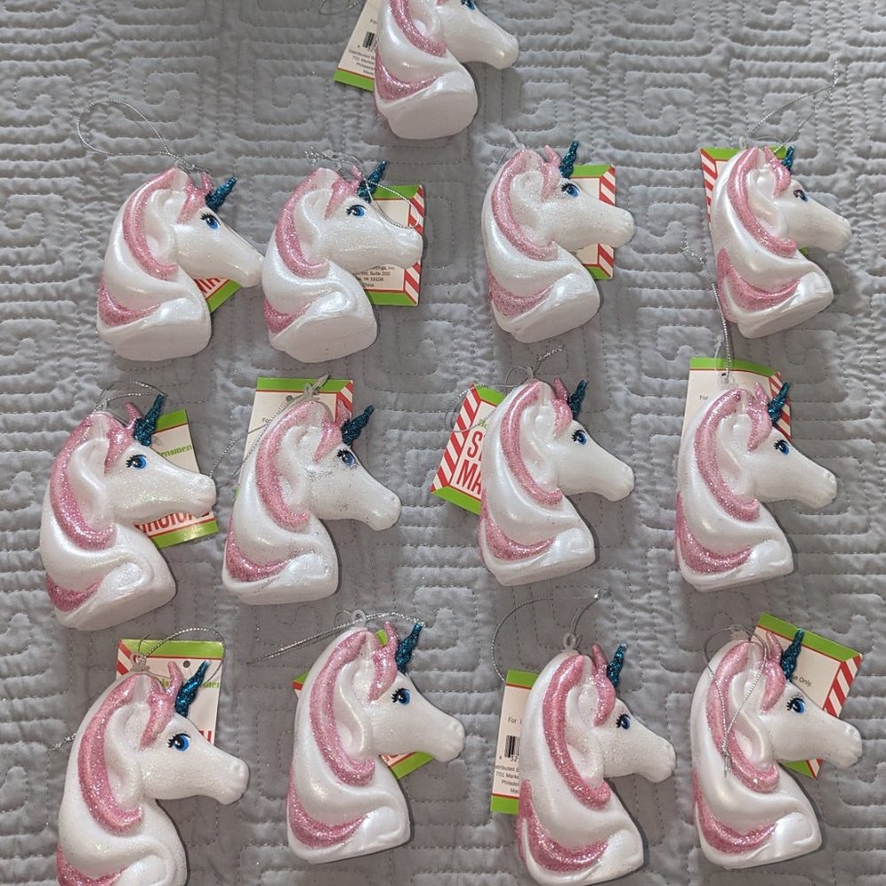 Glitter Unicorn Head Ornaments